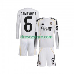 Real Madrid Camavinga 6 Domácí Dres 2025-2026 Dlouhý rukáv Děti Fotbalové Dresy