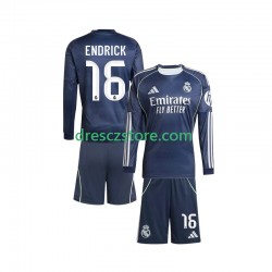 Real Madrid Endrick 16 Venkovní Dres 2025-2026 Dlouhý rukáv Děti Fotbalové Dresy