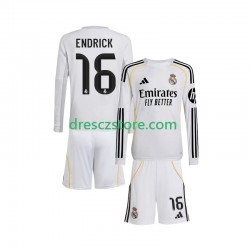 Real Madrid Endrick 16 Domácí Dres 2025-2026 Dlouhý rukáv Děti Fotbalové Dresy