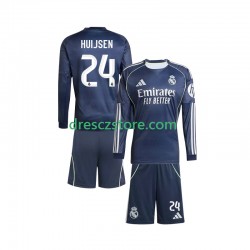 Real Madrid Huijsen 24 Venkovní Dres 2025-2026 Dlouhý rukáv Děti Fotbalové Dresy