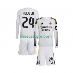 Real Madrid Huijsen 24 Domácí Dres 2025-2026 Dlouhý rukáv Děti Fotbalové Dresy