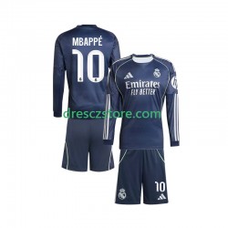 Real Madrid Mbappé Kylian 10 Venkovní Dres 2025-2026 Dlouhý rukáv Děti Fotbalové Dresy