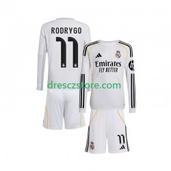 Real Madrid Rodrygo 11 Domácí Dres 2025-2026 Dlouhý rukáv Děti Fotbalové Dresy
