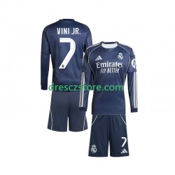 Real Madrid Vinicius Junior 7 Venkovní Dres 2025-2026 Dlouhý rukáv Děti Fotbalové Dresy