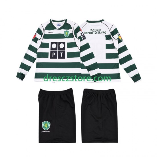 Sporting CP 2001 2003 Retro Domácí Dres Dlouhý rukáv Děti Fotbalové Dresy