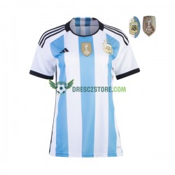 Argentina 3 Stars Domácí Dres MS ve fotbale 2022 Krátký rukáv Ženy Fotbalové Dresy