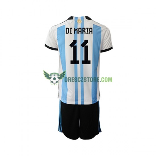 Argentina Di Maria 11 Domácí Dres MS ve fotbale 2022 Krátký rukáv Děti Fotbalové Dresy
