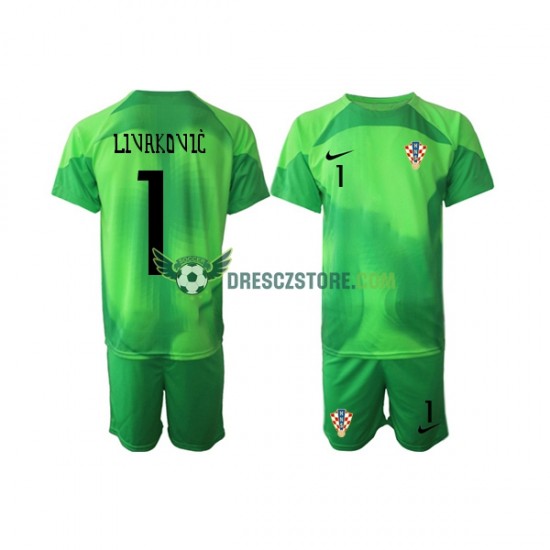 Chorvatsko Livakovic 1 Brankářské Venkovní Dres MS ve fotbale 2022 Krátký rukáv Děti Fotbalové Dresy