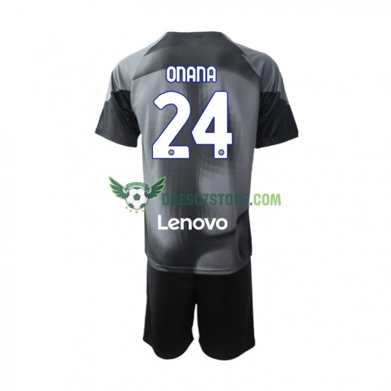 Inter Milán Andre Onana 24 Brankářské Domácí Dres 2022-2023 Krátký rukáv Děti Fotbalové Dresy