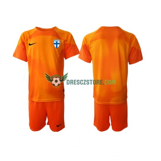 Finsko Brankářské Domácí Dres 2022-2023 Krátký rukáv Děti Fotbalové Dresy
