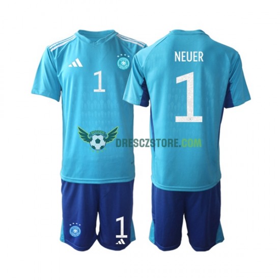 Německo Manuel Neuer 1 Brankářské Domácí Dres MS ve fotbale 2022 Krátký rukáv Děti Fotbalové Dresy