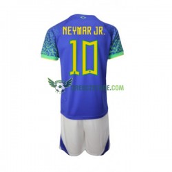 Brazílie Neymar JR 10 Venkovní Dres MS ve fotbale 2022 Krátký rukáv Děti Fotbalové Dresy