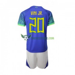 Brazílie Vinicius Junior 20 Venkovní Dres MS ve fotbale 2022 Krátký rukáv Děti Fotbalové Dresy