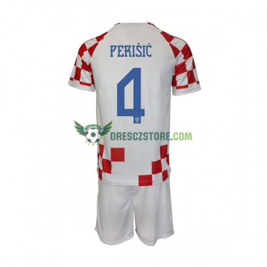 Chorvatsko Perisic 4 Domácí Dres MS ve fotbale 2022 Krátký rukáv Děti Fotbalové Dresy