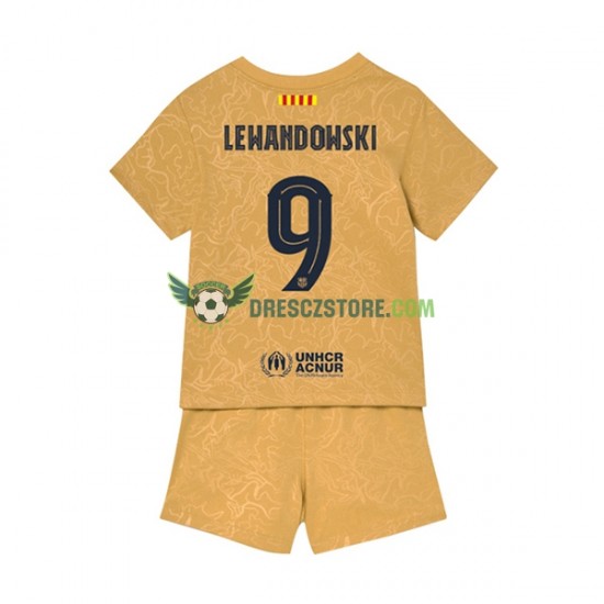 FC Barcelona Lewandowski 9 Venkovní Dres 2022-2023 Krátký rukáv Děti Fotbalové Dresy