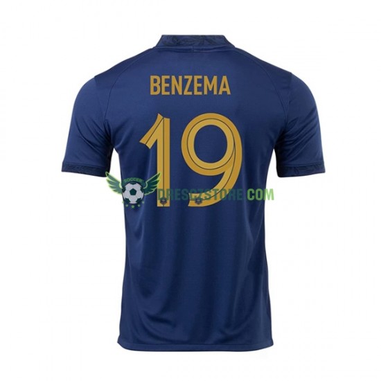 Francie Benzema 19 Domácí Dres MS ve fotbale 2022 Krátký rukáv Muže Fotbalové Dresy
