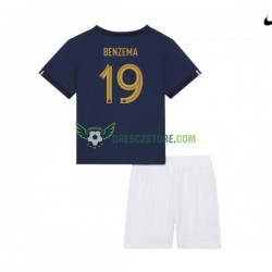 Francie Benzema 19 Domácí Dres MS ve fotbale 2022 Krátký rukáv Děti Fotbalové Dresy