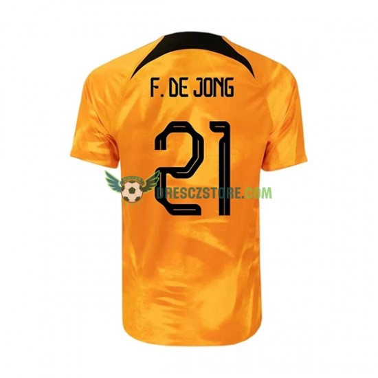 Nizozemsko Frenkie de Jong 21 Domácí Dres MS ve fotbale 2022 Krátký rukáv Muže Fotbalové Dresy