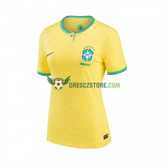 Brazílie Domácí Dres MS ve fotbale 2022 Krátký rukáv Ženy Fotbalové Dresy
