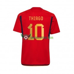 Španělsko Thiago 10 Domácí Dres MS ve fotbale 2022 Krátký rukáv Muže Fotbalové Dresy