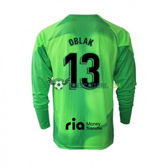 Atlético Madrid Jan Oblak 13 Brankářské Domácí Dres 2022-2023 Dlouhý rukáv Muže Fotbalové Dresy