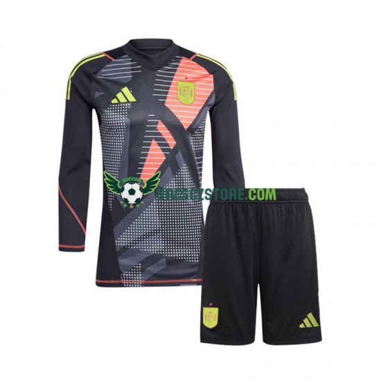 Španělsko Brankářské Venkovní Dres Euro 2024 Dlouhý rukáv Děti Fotbalové Dresy