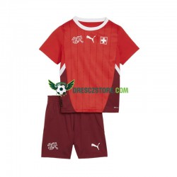 Švýcarsko Domácí Dres Euro 2024 Krátký rukáv Děti Fotbalové Dresy